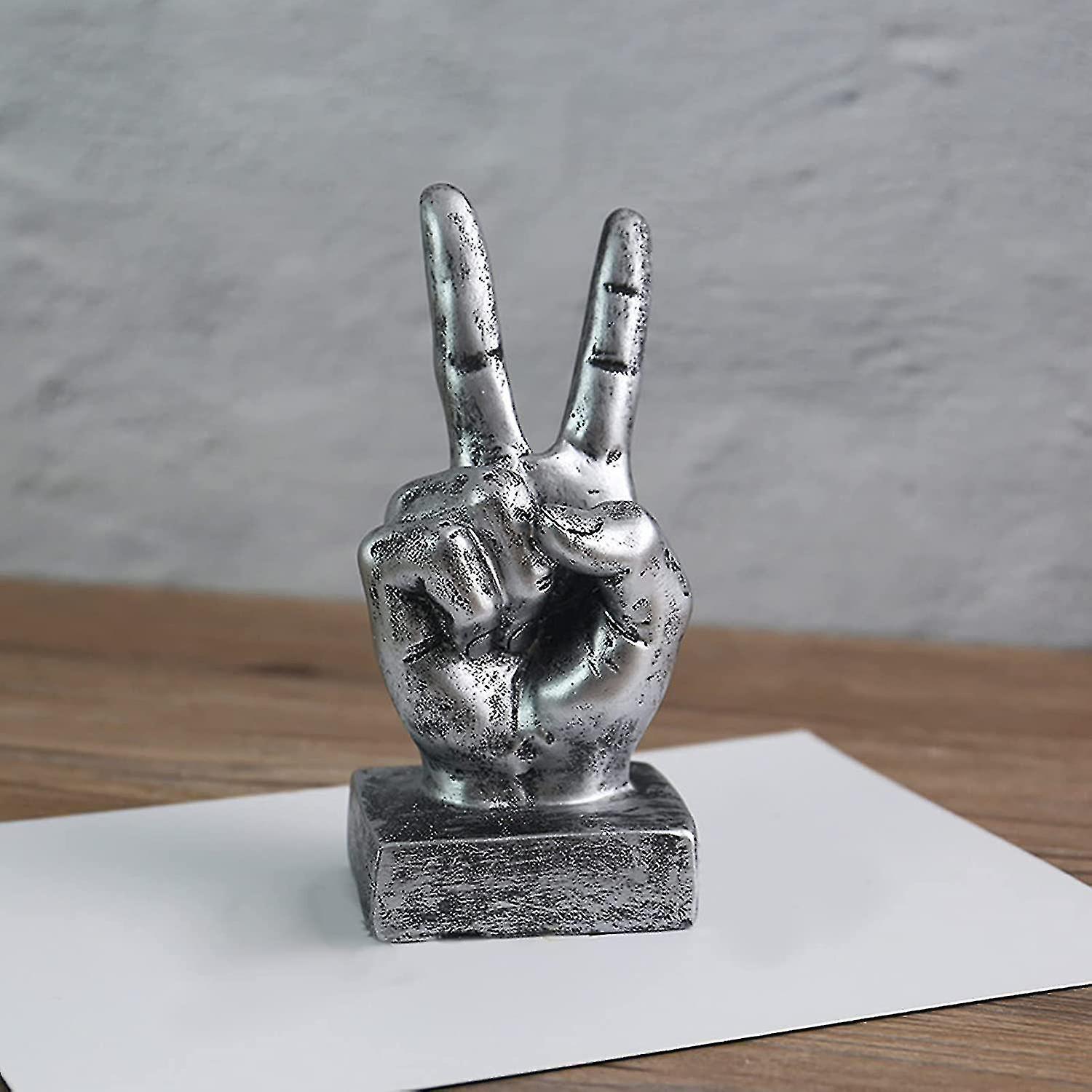 Hand Sculpture Decor Resin Finger Desk Statues， Handmade Table Decoration Resin Finger Gesture