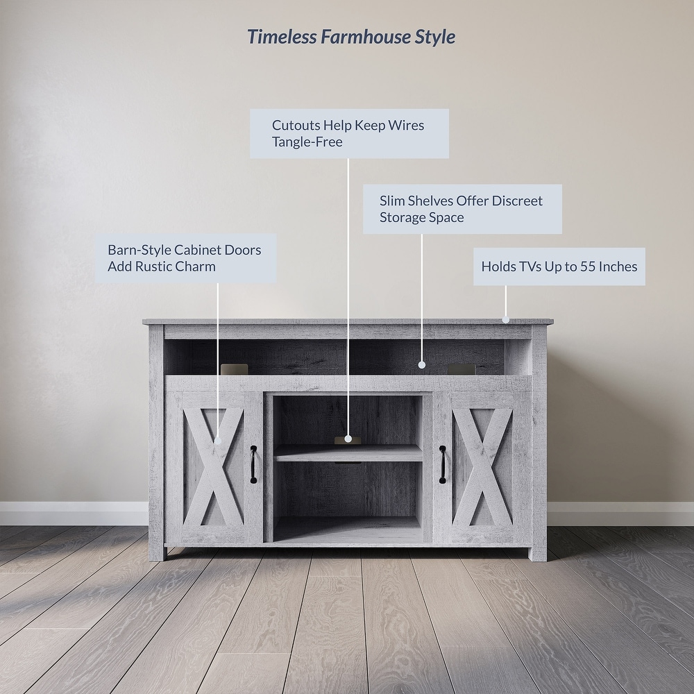 BELLEZE Corin Barn Door Wood TV Stand for TVs up to 55\