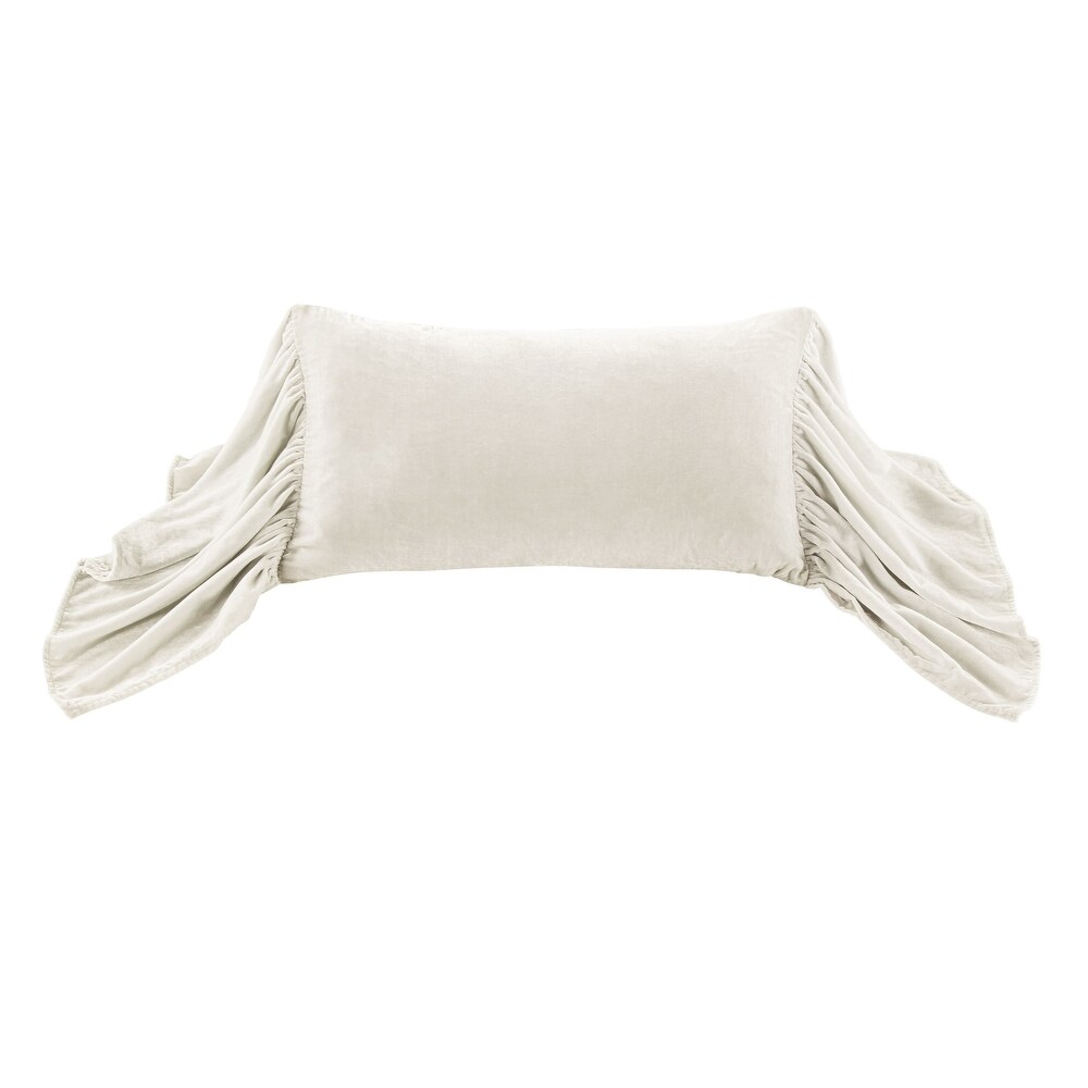 HiEnd Accents Stella Faux Silk Velvet Long Ruffled Pillow  14\