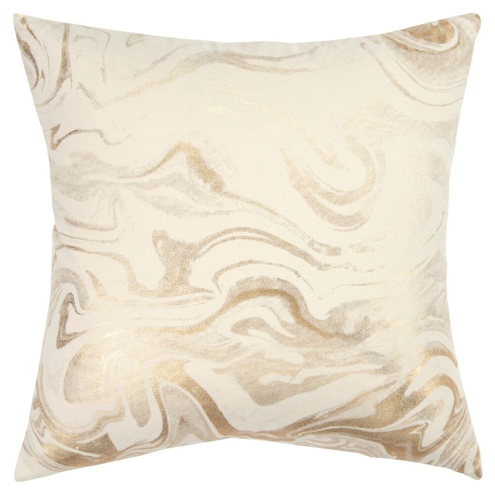 Ivory/Gold Abstract Pillow Cover