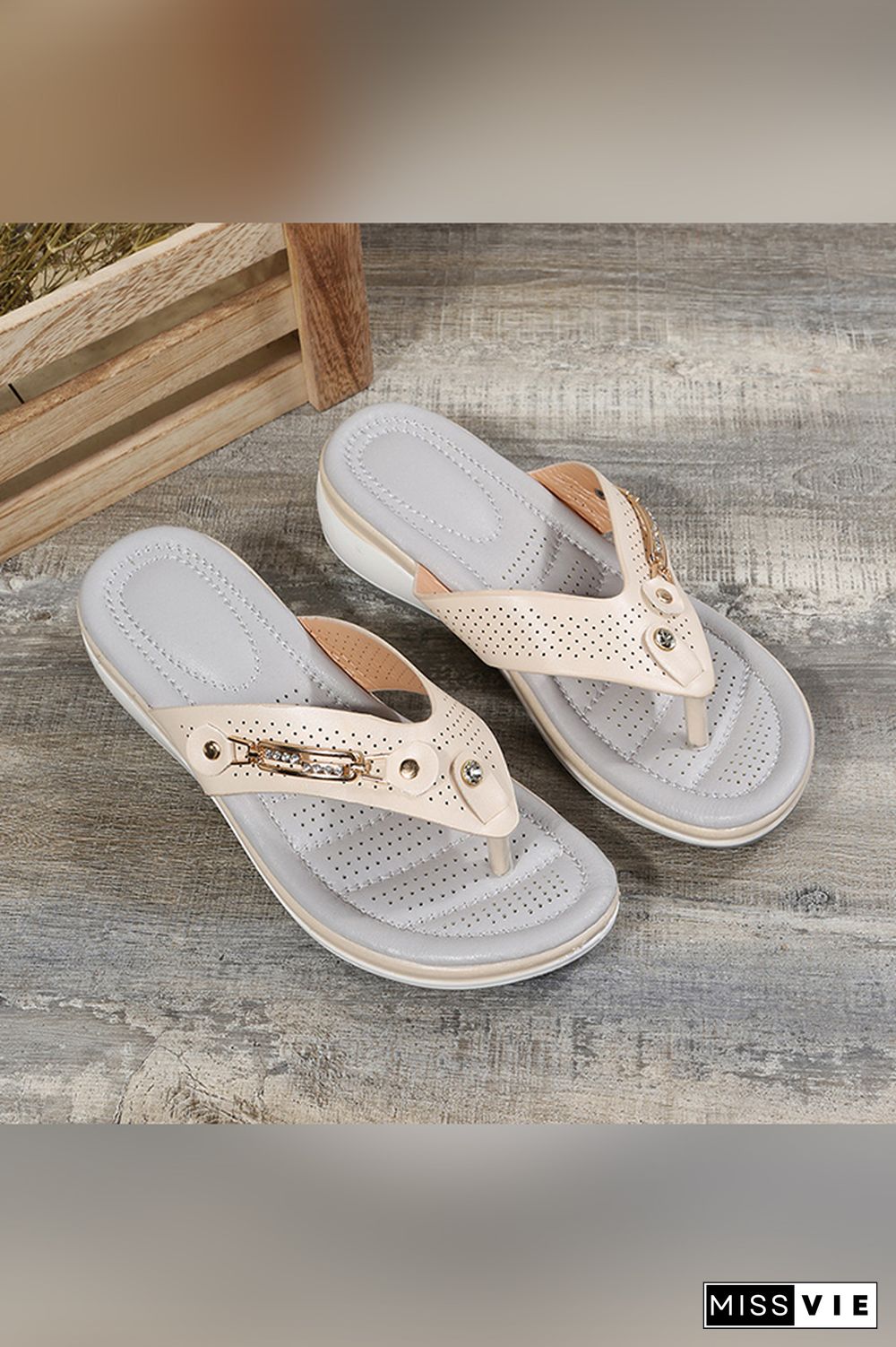 Rhinestone Metal Buckle Hollow Out Sandals Wholesale