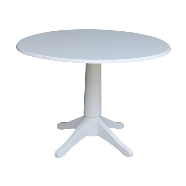 42 in Round Top Dual Drop Leaf Pedestal Table - White