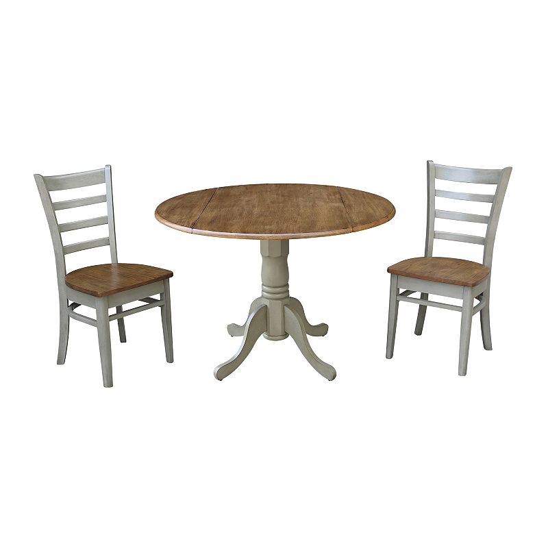 International Concepts Dual Drop Leaf Table with Emily Side Chairs 3-pc. Dining Set