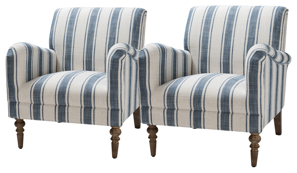 Stripe Armchair Set of 2   French Country   Armchairs And Accent Chairs   by Karat Home  Houzz