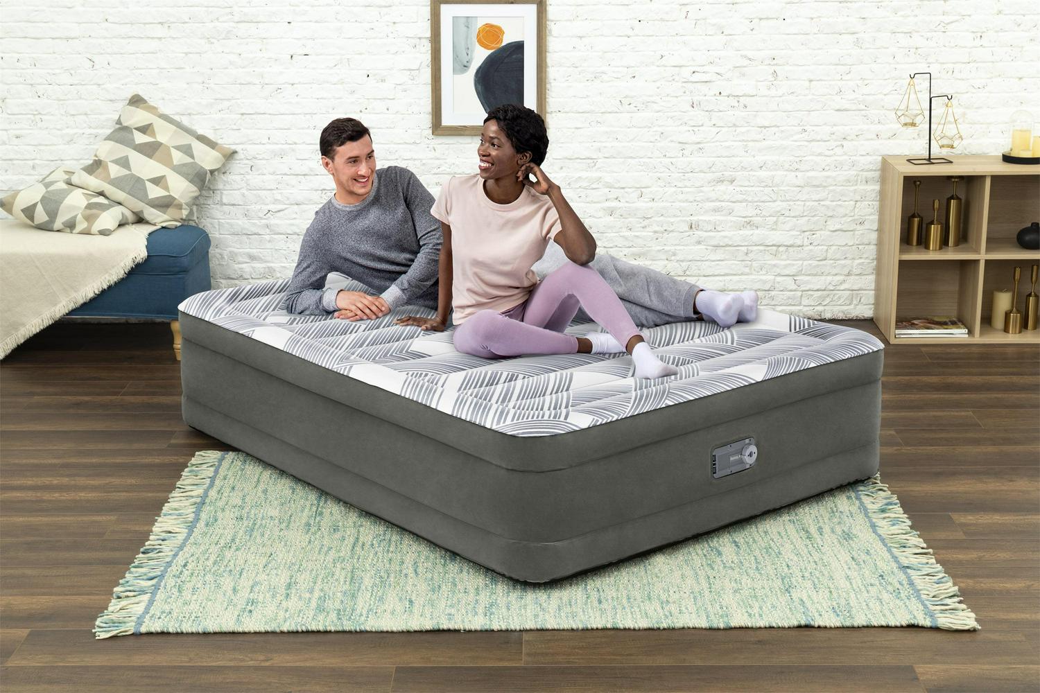 Bestway Deco Graphite 18 Queen Air Mattress with Built-in Pump