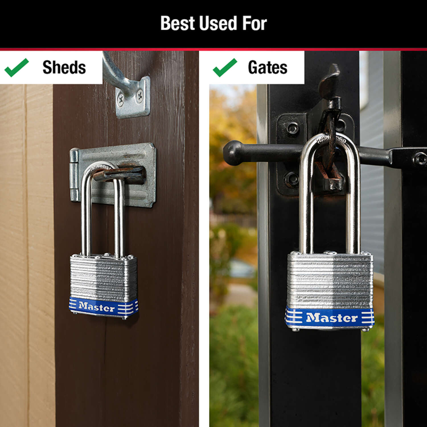 Master Lock 4-11/16 in. H X 1-3/4 in. W Laminated Steel Double Locking Padlock Keyed Alike