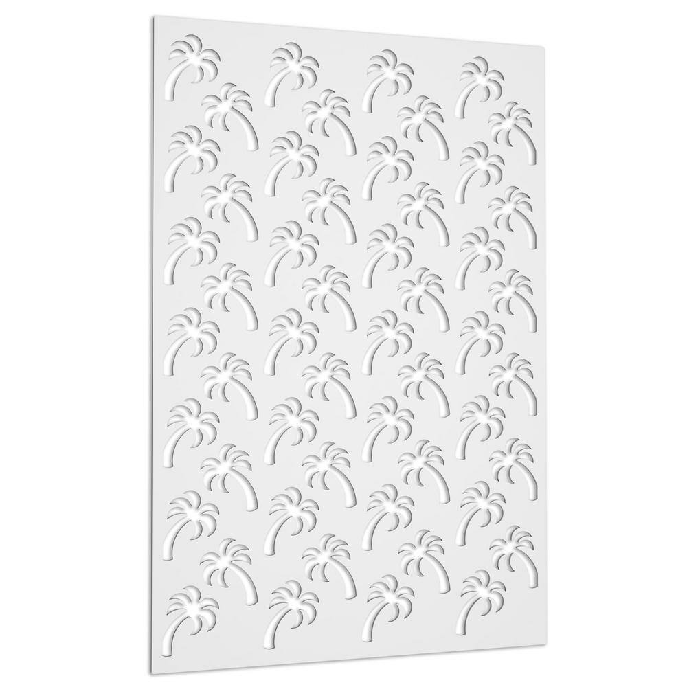 Acurio Latticeworks Palm Tree 4 ft. x 32 in. White Vinyl Decorative Screen Panel 4832PVCW-PLM