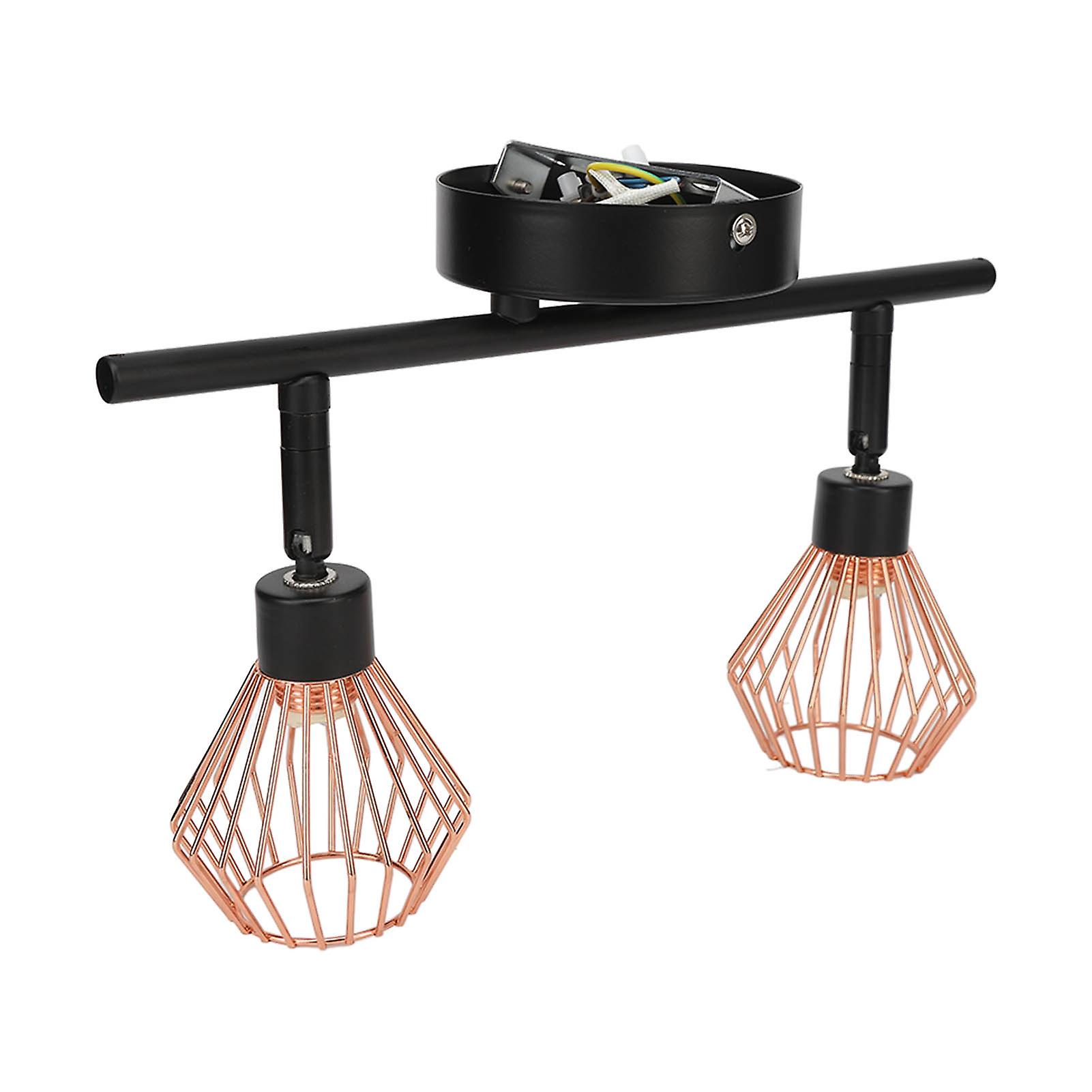 Track Lighting Kit 2 Rotatable Head Track Wall Ceiling Spotlight with Woven Cages for Kitchen Living Room