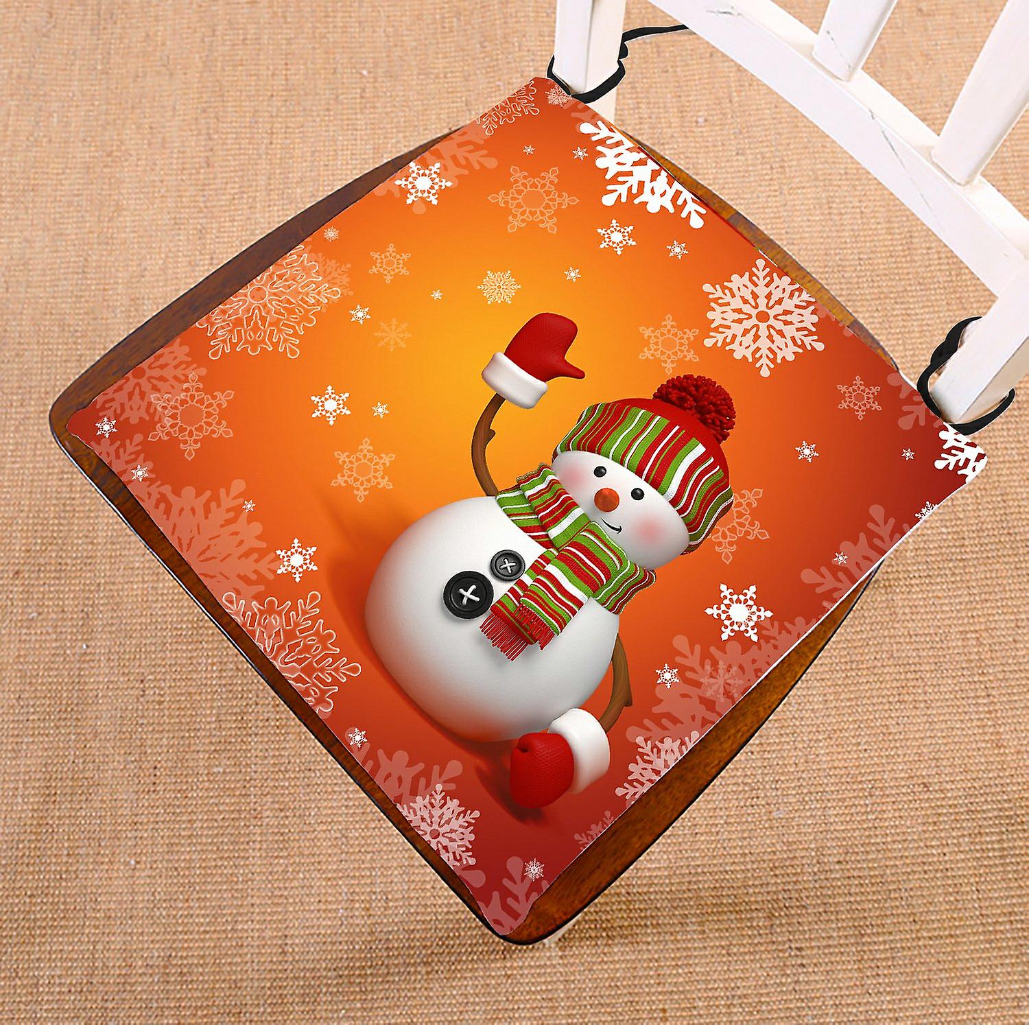 Snowflake Chair Pad， Christmas Snowman Saying Hello Seat Cushion Chair Cushion Floor Cushion 50x50 Cm