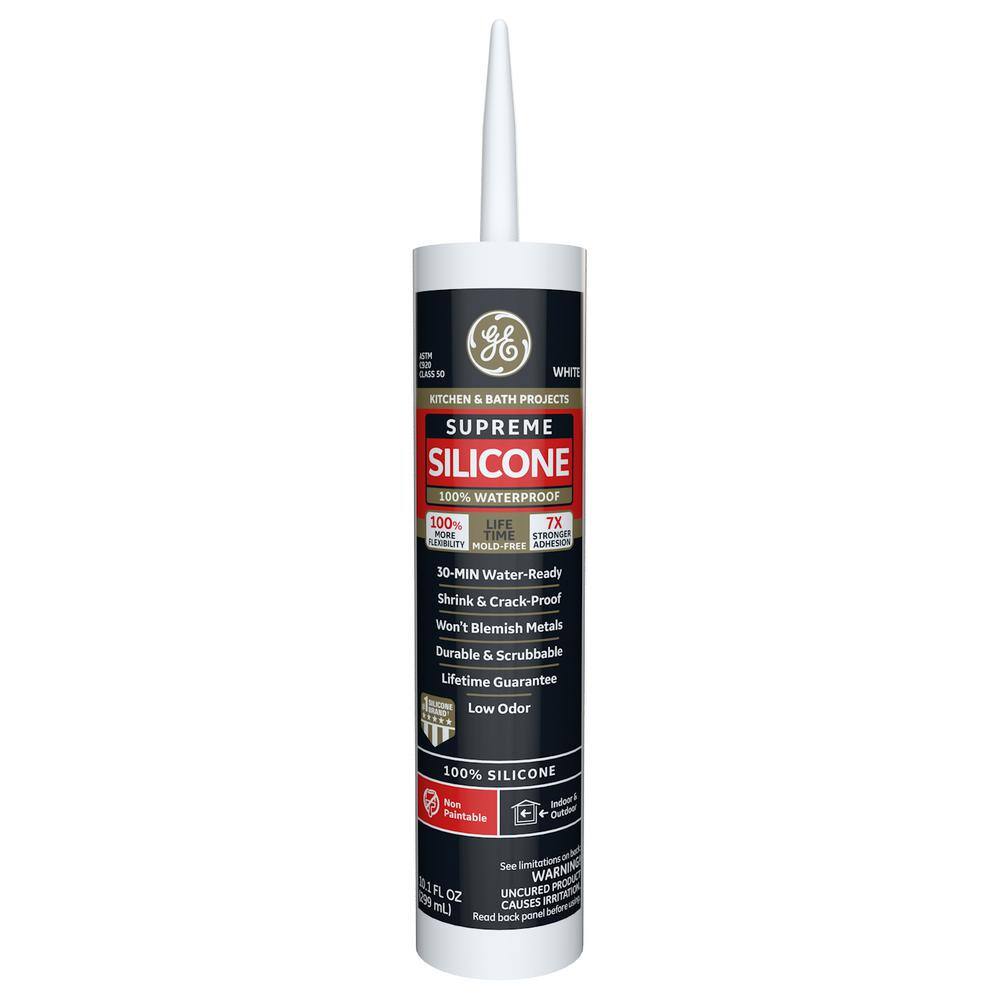 GE Supreme Silicone 10.1 oz. White Kitchen and Bath Caulk 2709108