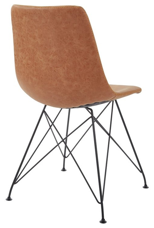 Trenton Chair in Sand Brown Faux Leather 2 Pack   Industrial   Dining Chairs   by Homesquare  Houzz