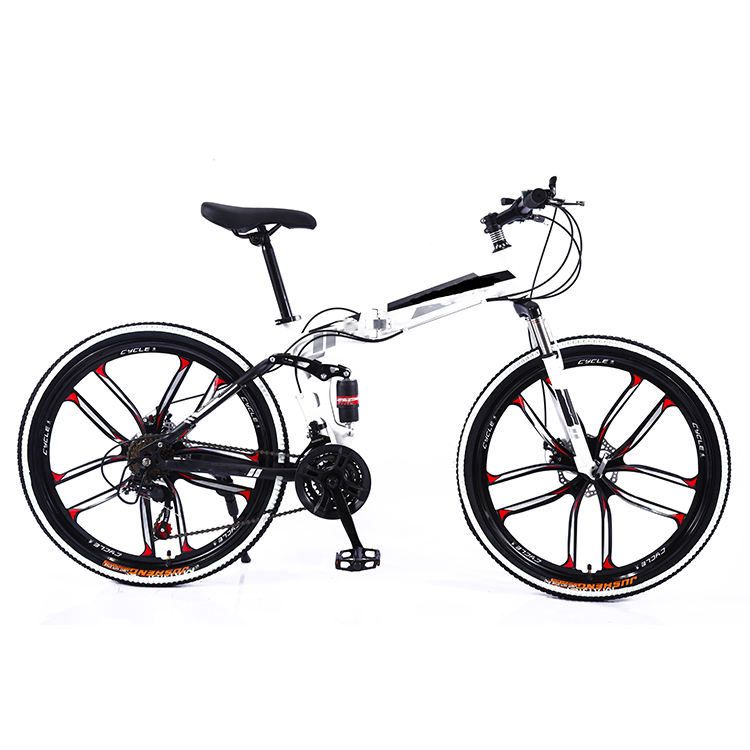 Factory Supply 26 Inch 21/24/27 Speed Double Disc Brake Portable Folding Mountain Bike Bicycle