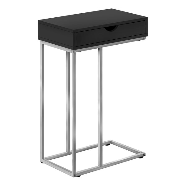 Accent Table， C-shaped， End， Side， Snack， Storage Drawer， Living Room， Bedroom， Metal， Laminate， Contemporary