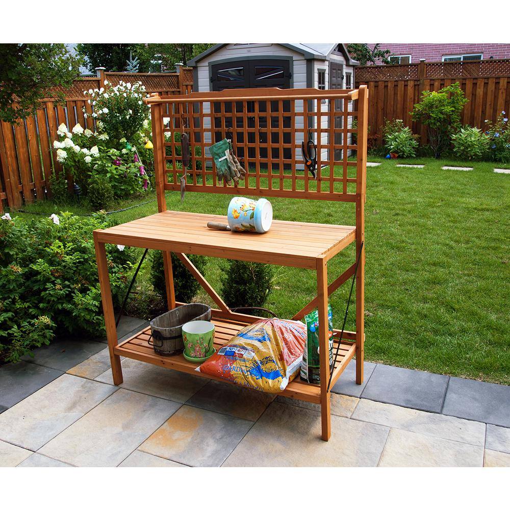 NORTHBEAM Natural Wood Folding Potting Bench MPG-PB01