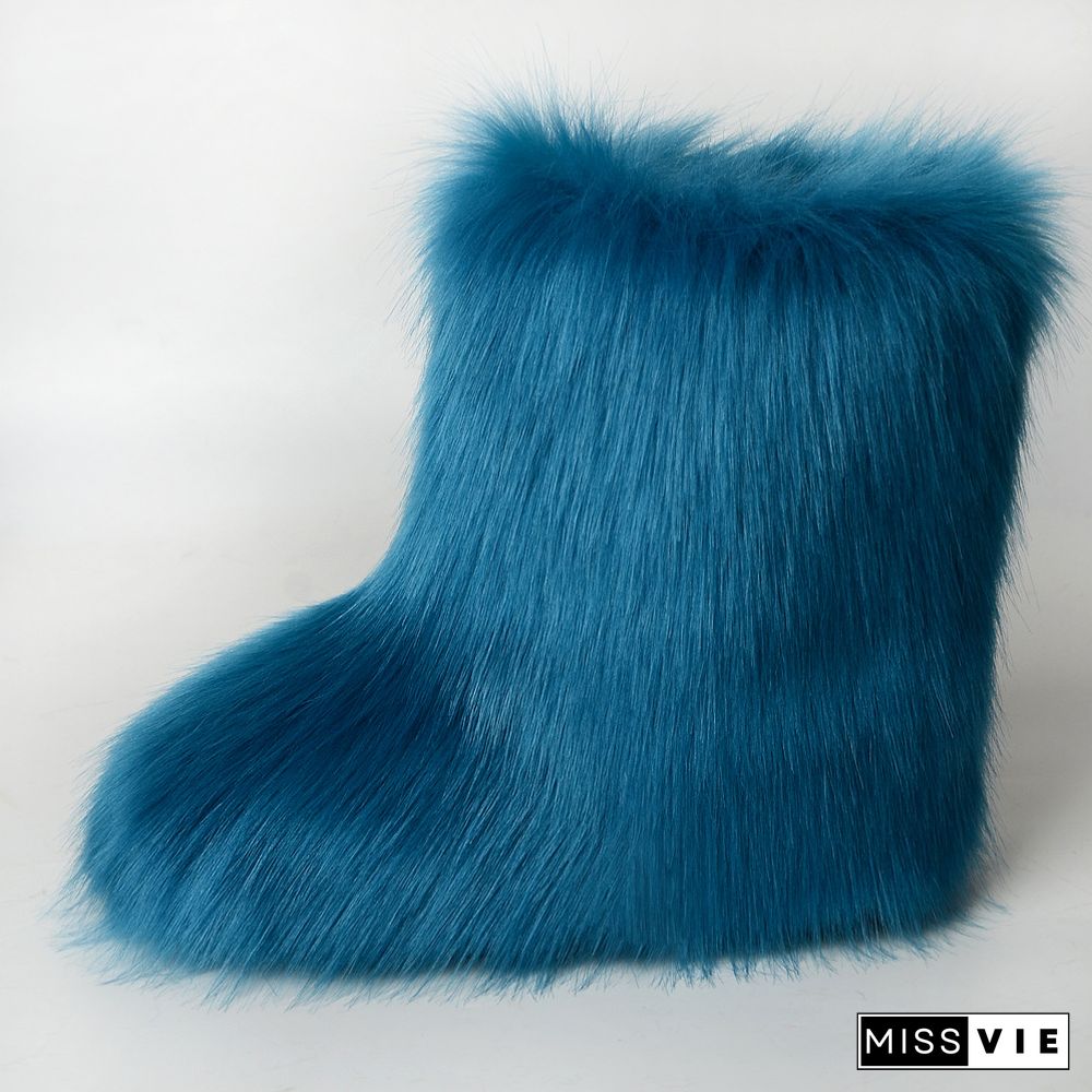 Fashion Casual Fur Boots Plus Velvet Ski Boots