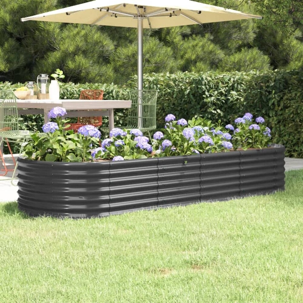 vidaXL Raised Garden Bed Raised Flower Bed Galvanized Steel Outdoor Planter