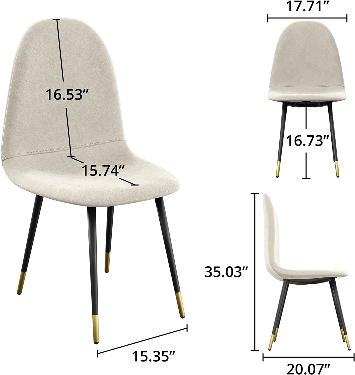 Cozy Castle Beige Velvet Dining Chairs Set of 4， Modern Simple Kitchen and Dining Room Chairs with Comfortable Ergonomics Back and Solid Metal Chair Legs