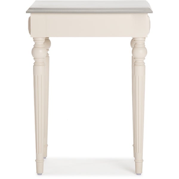 ClickDecor Amos Side Table with Drawer， Cream/Gray