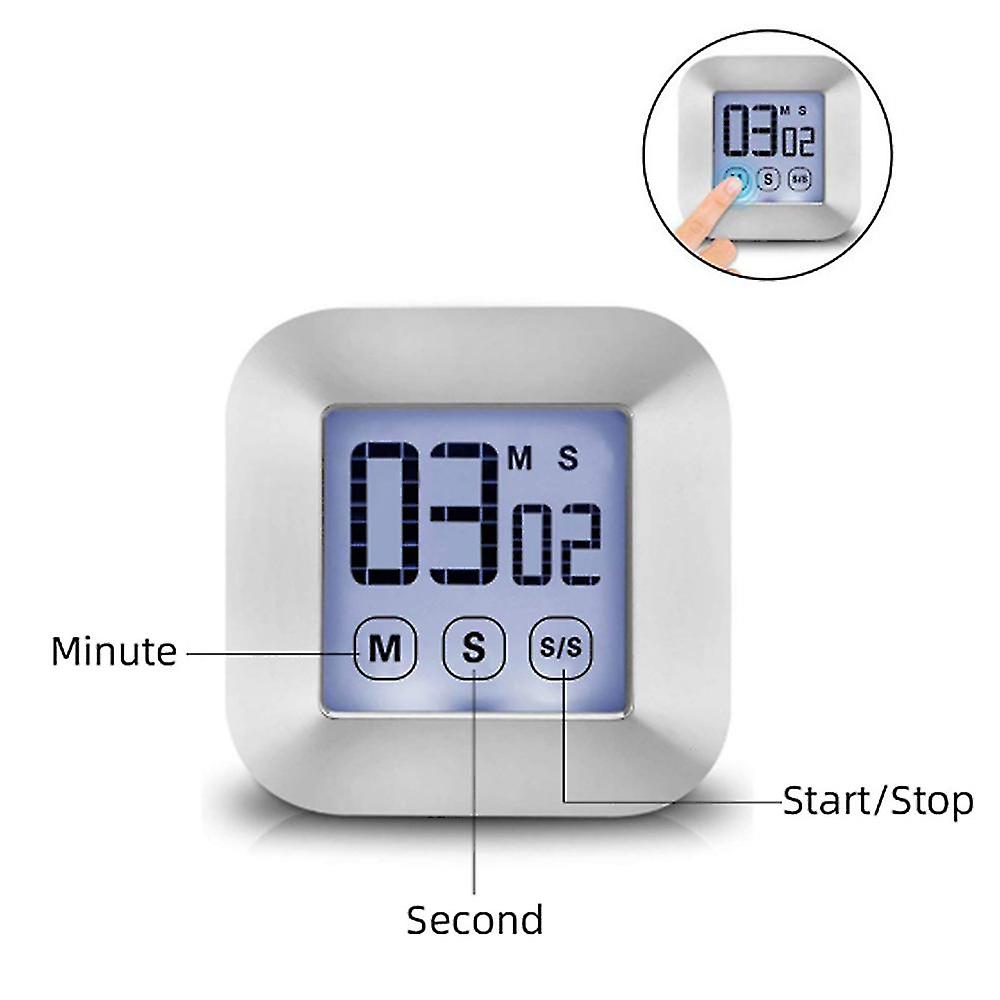 Touchscreen Digital Kitchen Timer Magnetic Stopwatch Lcd Display Electronic Timer Egg Timer With Stand， Loud Alarm Clock， Cooking Timer