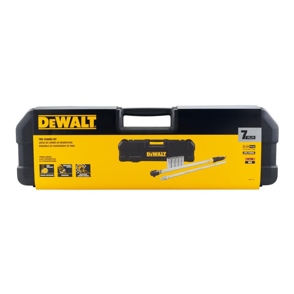 DEWALT 1/2 Drive Torque Wrench Tire Change Kit 7pc ;