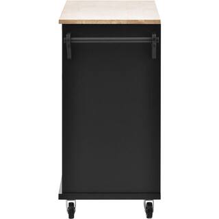 Nestfair Black Modern Kitchen Island with Storage Cabinet and Two Locking Wheels CKK6670B