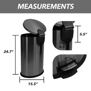 10.5 Gal. Stainless Steel Black Step Trash Can TG-B55H-30