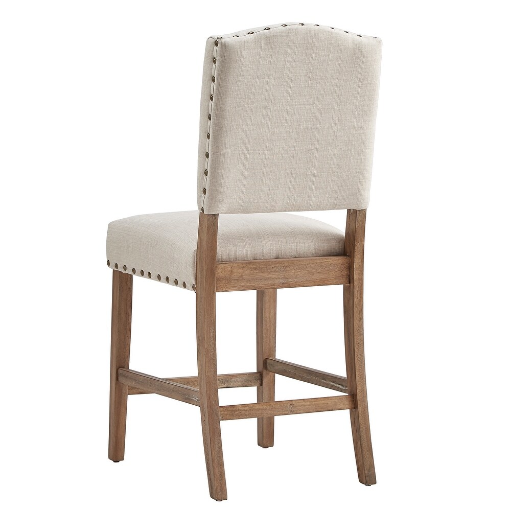 Benchwright Premium Nailhead Upholstered Counter Height Chairs (Set of 2) by iNSPIRE Q Artisan