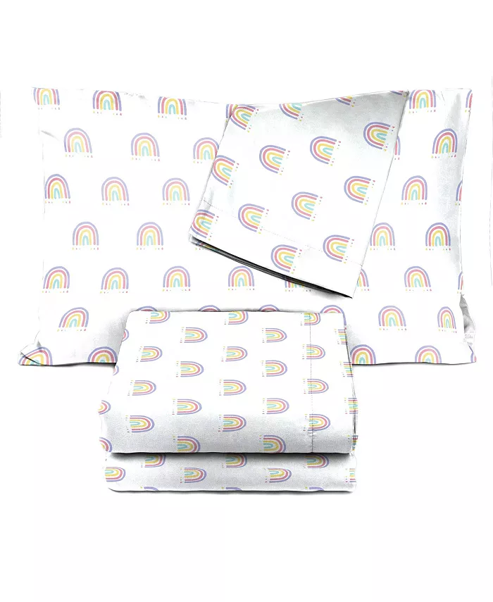 Saturday Park Doodle Rainbow 100% Organic Cotton Full Sheet Set