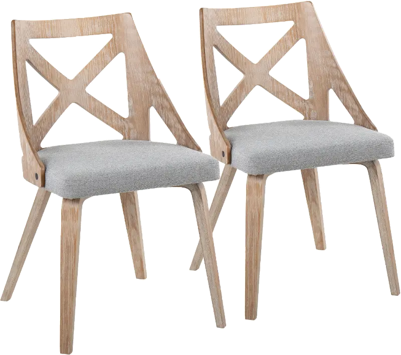 Charlotte Light Brown and Light Gray Dining Chairs， Set of 2