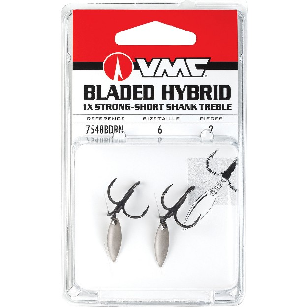 Vmc Bladed Hybrid Treble Short Fishing Hook 2 pack Black Nickel