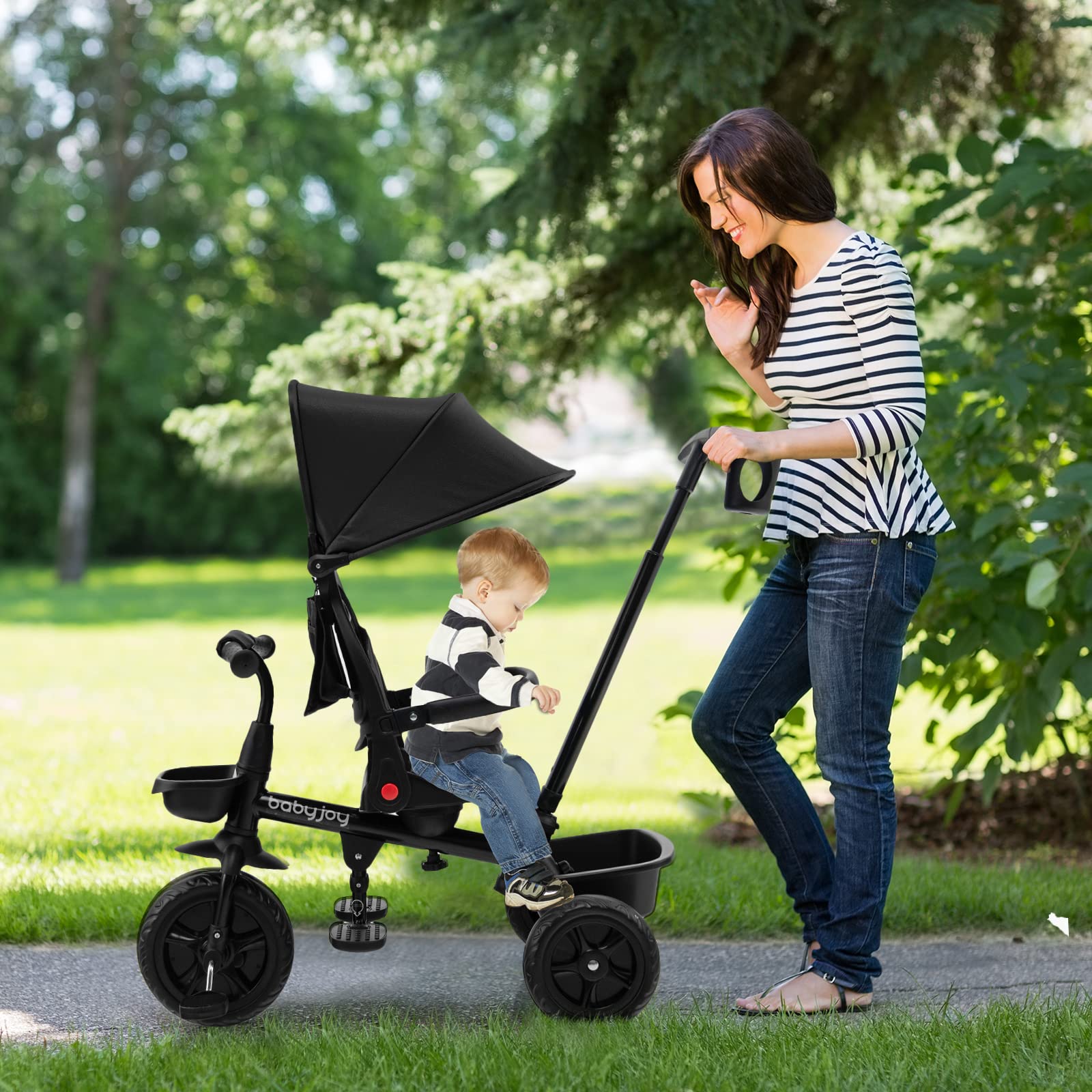 Costzon Tricycle, 4 in 1 Toddler Bike W/ Removable Push Handle,  Tricycle for Toddler