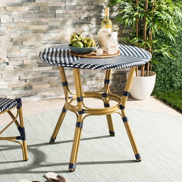 SAFAVIEH Outdoor Sidford Rattan Bistro Table (Fully Assembled)