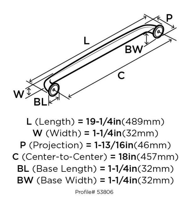 Amerock Kane 18 in (457 mm) Center-to-Center Oil-Rubbed Bronze Appliance Pull