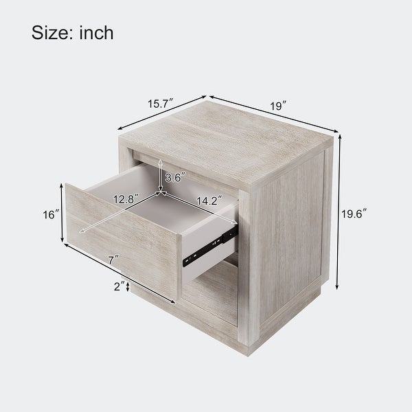 Soild Wood 2-Drawer Nightstand - - 37397297