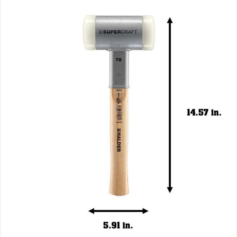 Halder Supercraft 70 Dead Blow 4.88 lbs. Nylon Hammer with 14.57 in. Hickory Handle 3366.070