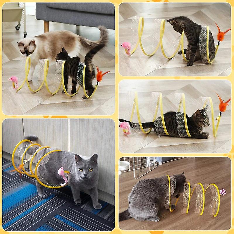 Collapsible feather plush cat toys