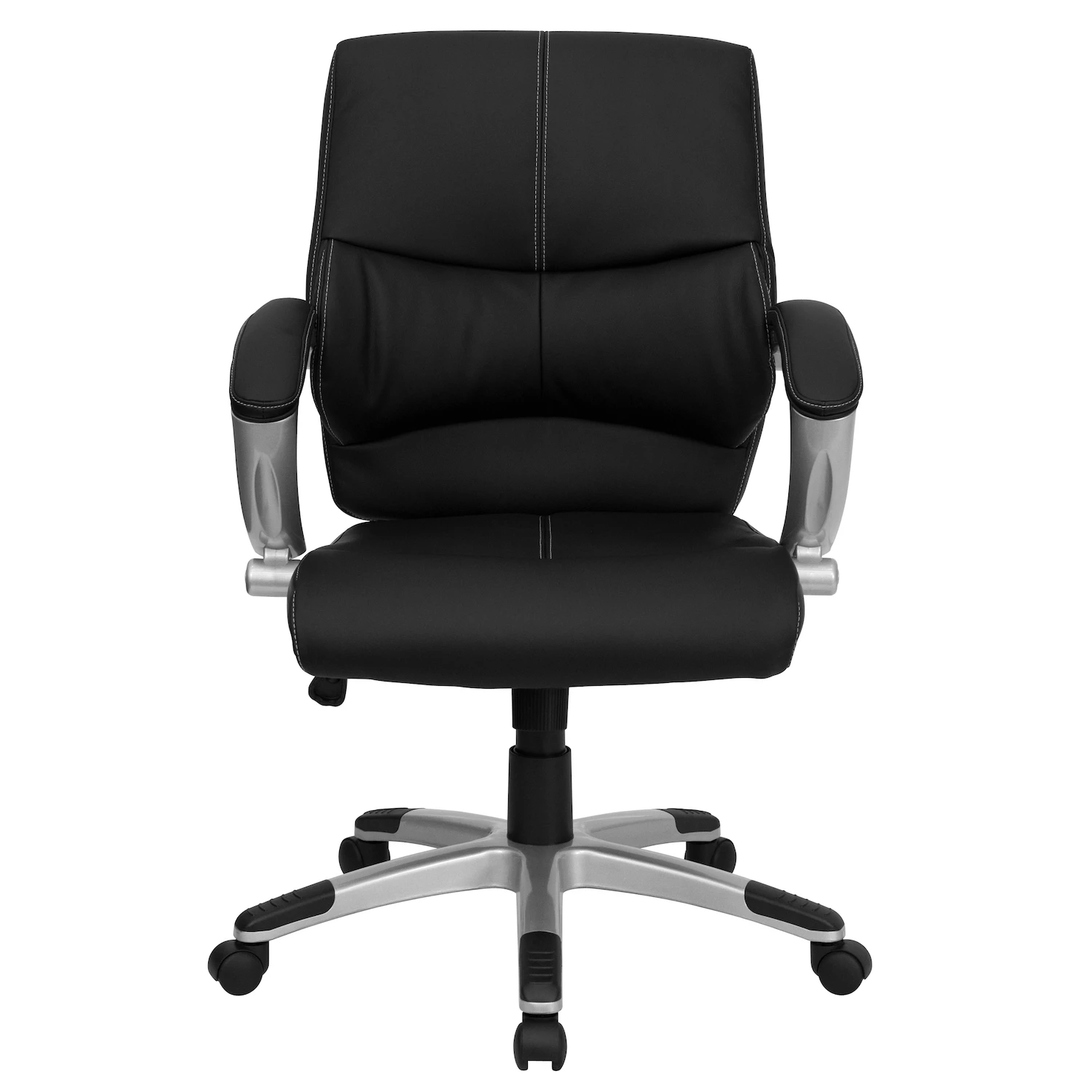 Emma and Oliver Mid-Back Black LeatherSoft Contemporary Swivel Manager's Office Chair - Arms