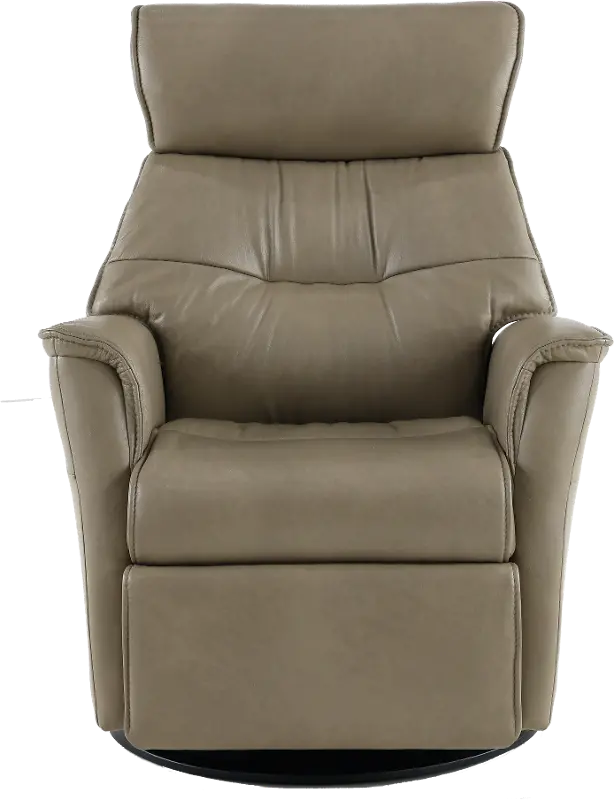 Captain Beige Standard Leather Swivel Glider Power Recliner