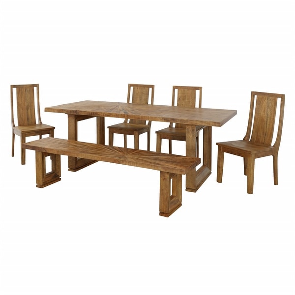 Elias Midcentury Solid Mango Wood Dining Chair Set of 2 Dining Chairs