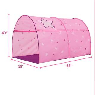 Alvantor Indoor Pop Up Portable Frame Polyester Starlight Bed Canopy Kids Play Tent Twin Curtains Glow in The Dark Stars Pink 2014