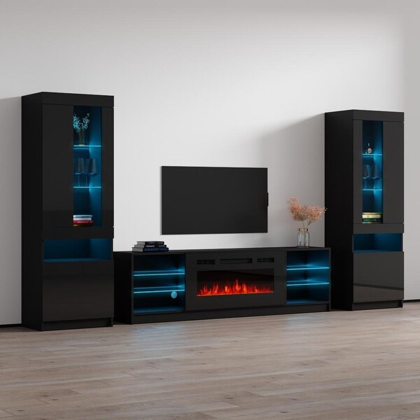 Boston 01 Electric Fireplace Modern Wall Unit Entertainment Center