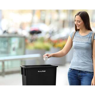 Alpine Industries 23 Gal. Black Plastic Waste Basket Commercial Slim Trash Can (3-Pack) 477-BLK-3PK