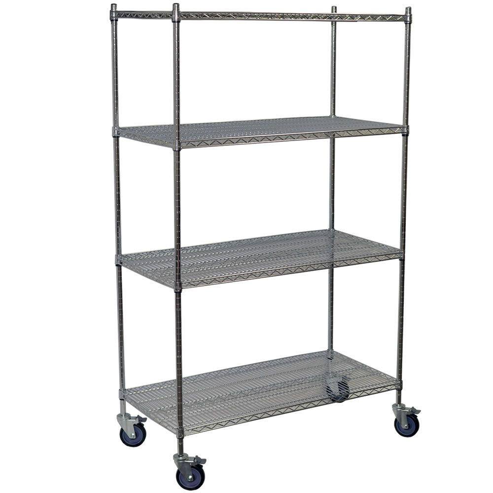 Storage Concepts Chrome 4-Tier Steel Wire Shelving Unit (72 in. W x 69 in. H x 24 in. D) WCC4-2472-63