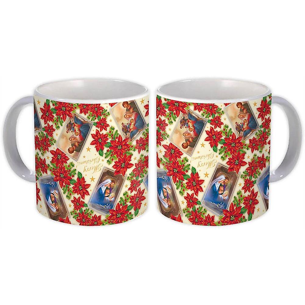 Gift Mug: Christmas Flowers Pattern