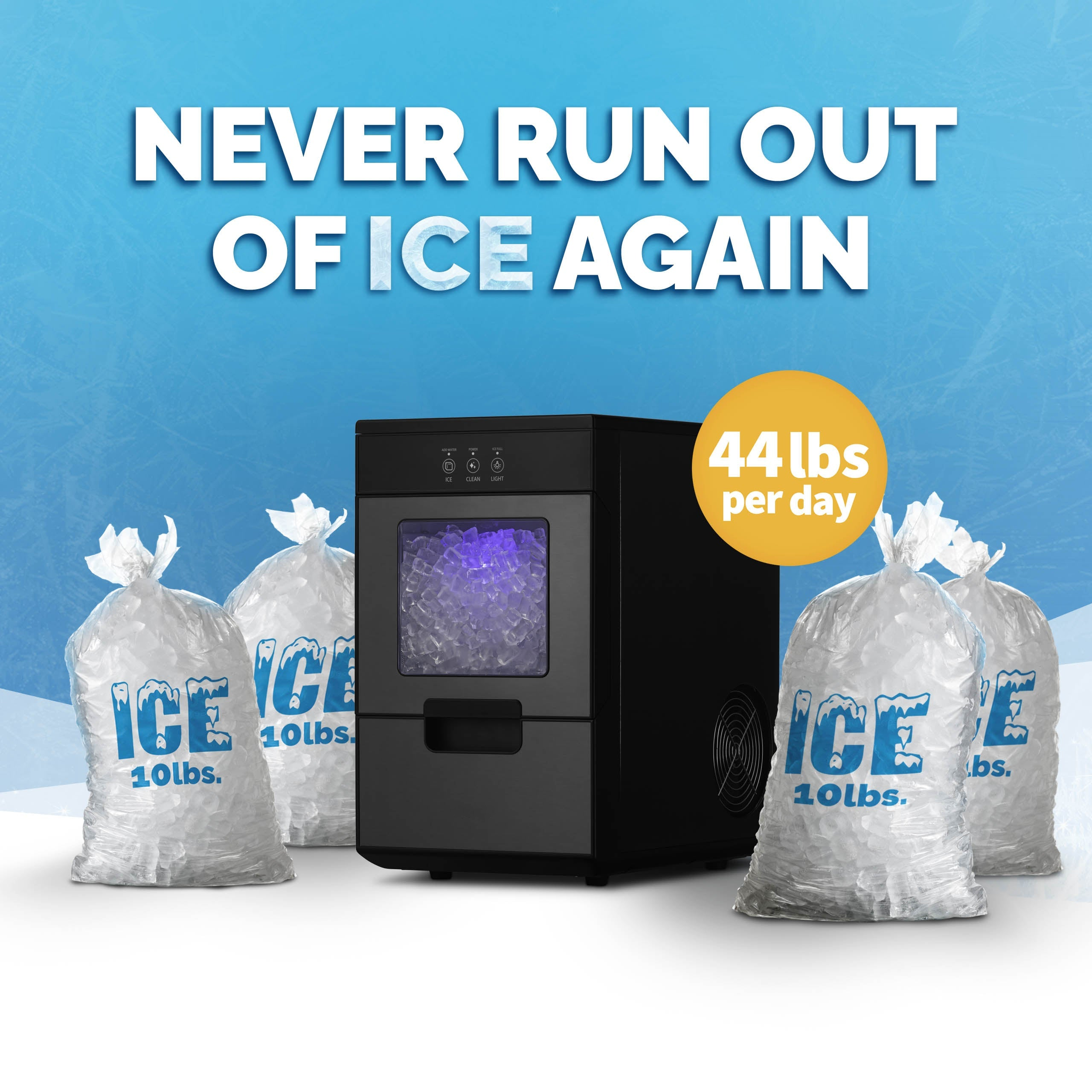 🔥LAST DAY 80% OFF🔥Newair 44lb. Nugget Countertop Ice Maker with Self-Cleaning Function, Refillable Water Tank, Perfect for Kitchens, Offices, Home Coffee Bars, and More