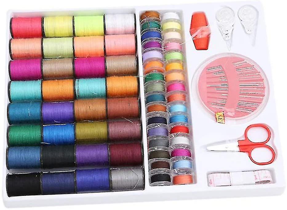 100pcs Sewing Thread Tools Kit，64 Rolls Machine Thread Spools And Sewing Bobbins，sewing Accessories (multi-color)