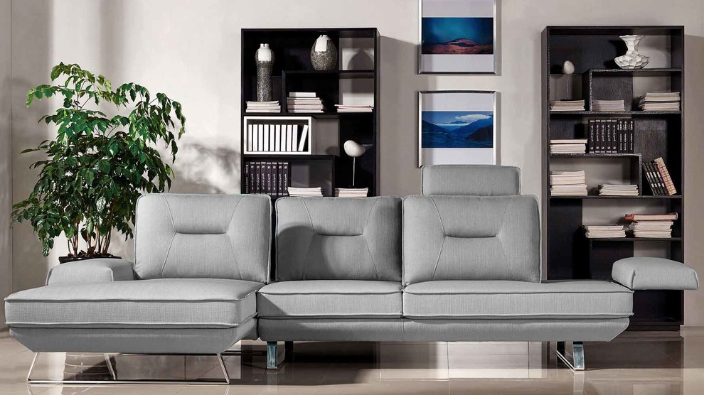 Modern Light Gray Fabric Sondra Sectional   Contemporary   Sectional Sofas   by Zuri Furniture  Houzz