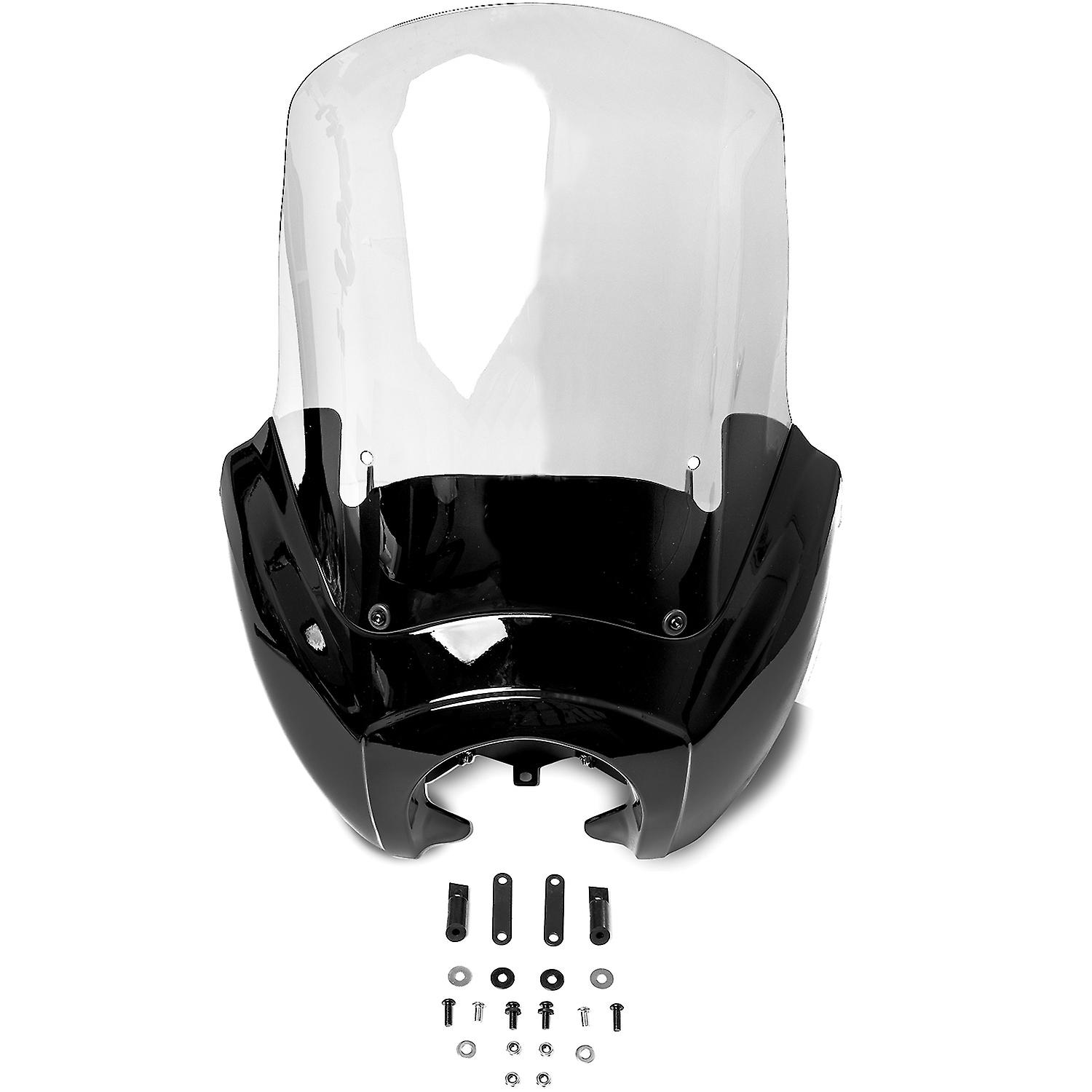 Black and Clear Tall Fairing Windshield Club Style Kit Compatible with 1987-1999 Harley-Davidson FXR - Modification Required