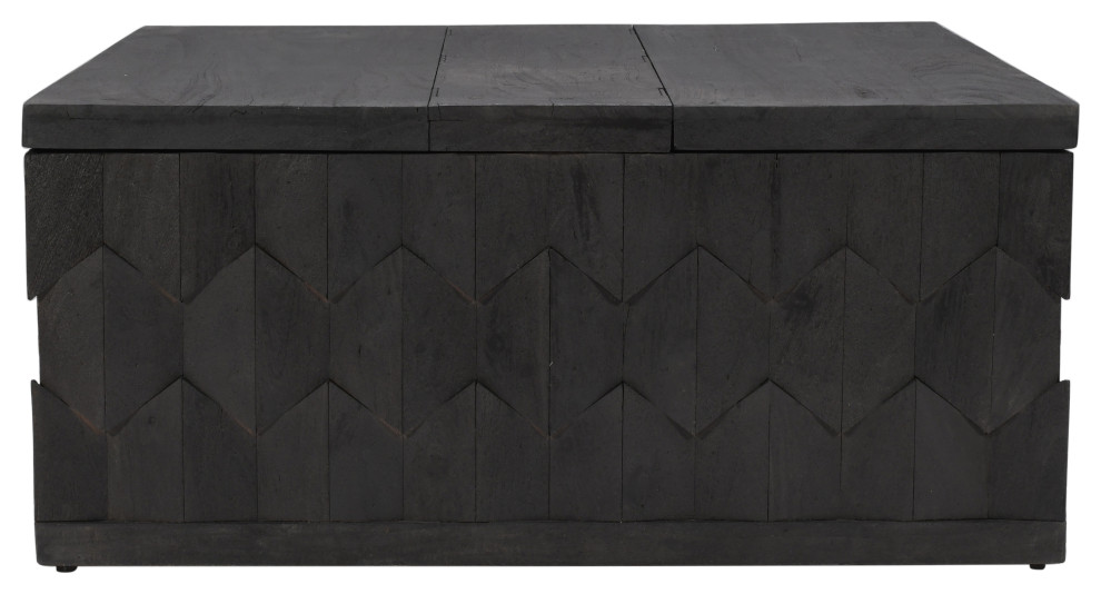 Onyx Storage Cocktail Table in Dark Gray on Mango Solid Wood   Transitional   Coffee Tables   by Moti  Houzz