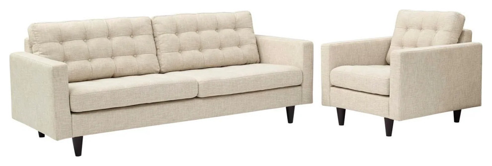 Melanie Beige Armchair and Sofa Set of 2   Midcentury   Living Room Furniture Sets   by Virgil Stanis Design  Houzz